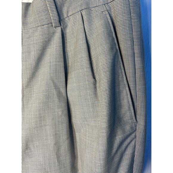 Alan Flusser men 32 micro houndstooth pleated wool linen cuffed dress pants flaw - Picture 10 of 11